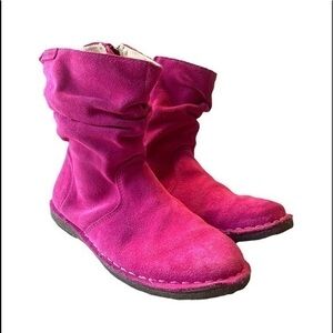 L.L. Bean Suede Leather Slouch Ankle Boots Bootie Pink Fuchsia Purple Size 6